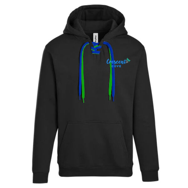 Adult Lace Up Hooded Sweatshirt  - Embroidered Logo Thumbnail
